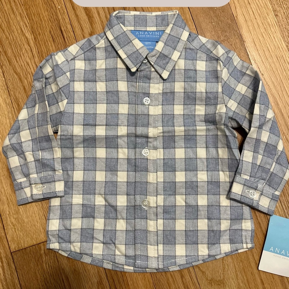Blue & Cream Plaid Button-Down Shirt